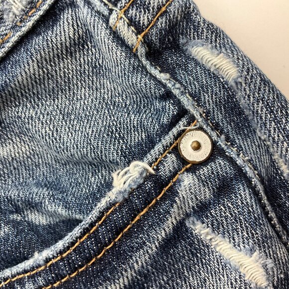 7 For All Mankind Women 30 Dojo Denim Shorts Y2K Distressed Bermuda Low Rise - Picture 9 of 16